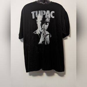Men's TUPAC Black T-Shirt 50% Cotton 50% Polyester Black T-shirt Size XXL*flaws*
